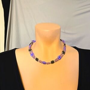 Magnetic purple, silver,  and gray beaded necklace/bracelet